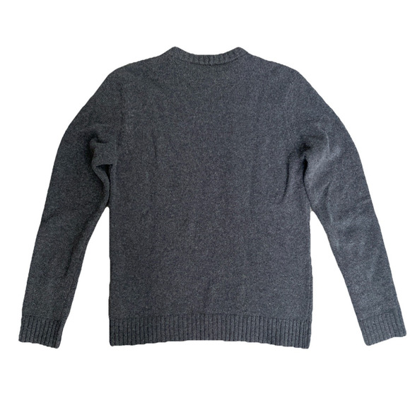 Emporio Armani Wool Sweater Men's Gray Pullover Crewneck Embroidered Logo 48 M - Picture 2 of 6